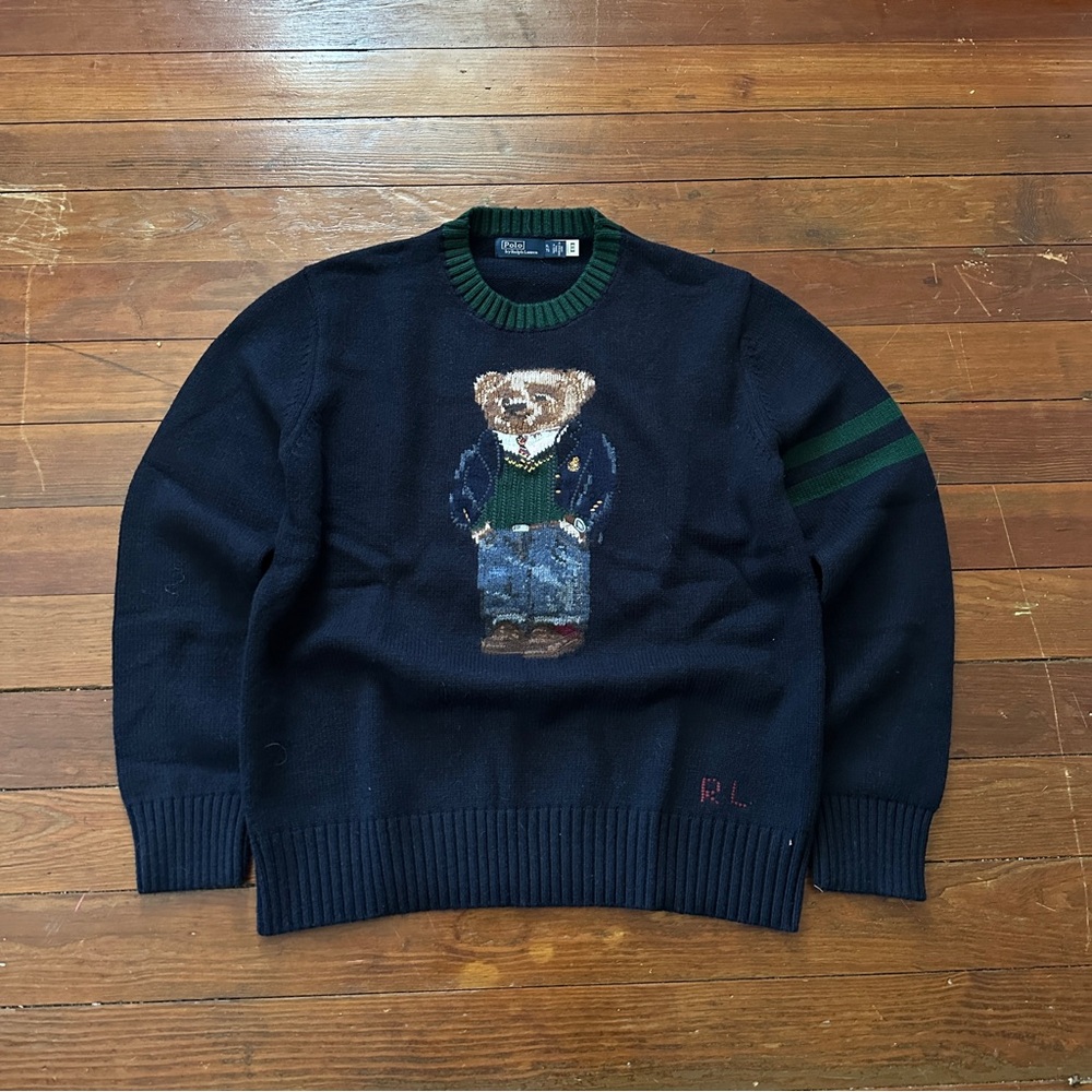 Ralph Lauren Navy Sweater with Bear Design